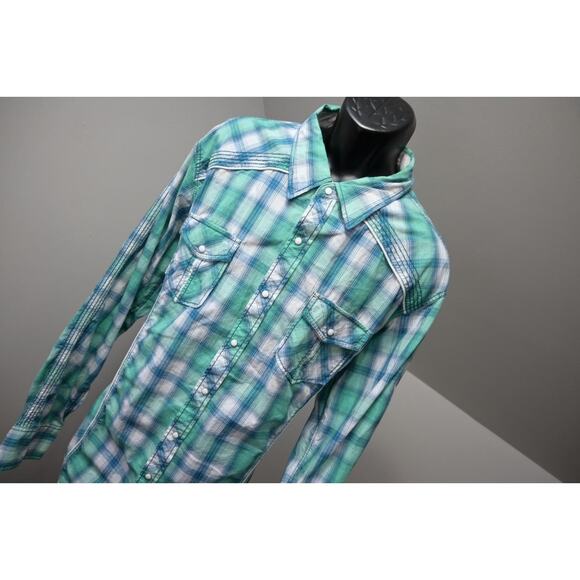Cowboy Up Tailored Fit Western Pearl Snaps Plaid Cowboy Shirt Mens Sz 2XL XXL - Picture 4 of 12